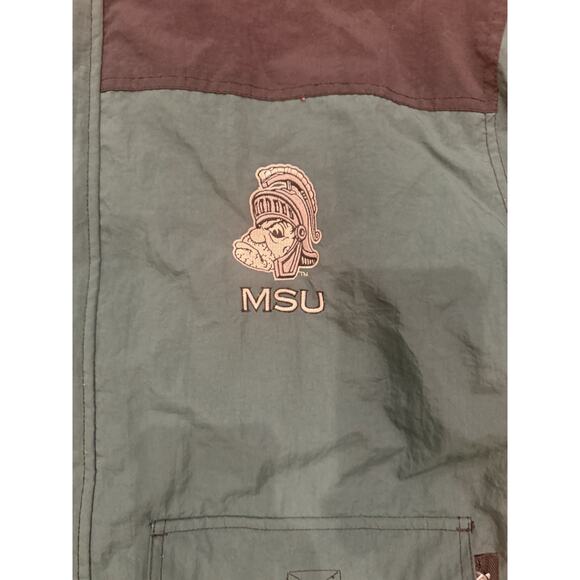 Vintage 90s Champion Michigan State MSU Jacket XL Green Black Sellout Hood Coat - Picture 2 of 11